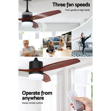 Load image into Gallery viewer, Devanti 52'' Ceiling Fan LED Light Remote Control Wooden Blades Dark Wood Fans