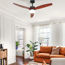 Load image into Gallery viewer, Devanti 52'' Ceiling Fan LED Light Remote Control Wooden Blades Dark Wood Fans