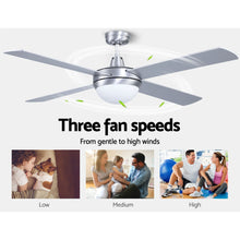 Load image into Gallery viewer, 52'' Ceiling Fan w/Light w/Remote Timer - Silver