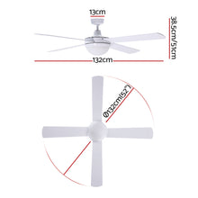 Load image into Gallery viewer, Devanti 52'' Ceiling Fan w/Light w/Remote Timer - White