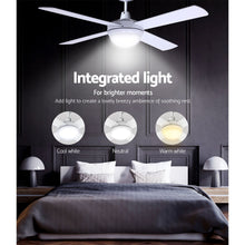 Load image into Gallery viewer, Devanti 52'' Ceiling Fan w/Light w/Remote Timer - White