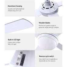 Load image into Gallery viewer, Devanti 52'' Ceiling Fan w/Light w/Remote Timer - White
