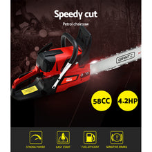 Load image into Gallery viewer, Giantz Chainsaw 58cc Petrol Commercial Pruning Chain Saw E-Start 22'' Bar Top