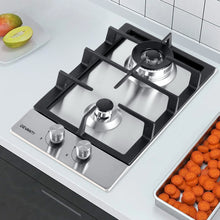 Load image into Gallery viewer, Devanti Gas Cooktop 30cm Gas Stove Cooker 2 Burner Cook Top Konbs NG LPG Steel