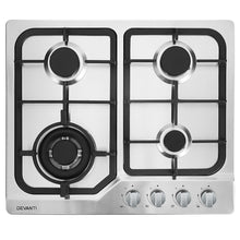 Load image into Gallery viewer, Devanti Gas Cooktop 60cm Gas Stove Cooker 4 Burner Cook Top Konbs NG LPG Steel