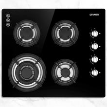Load image into Gallery viewer, Devanti Gas Cooktop 60cm 4 Burner Glass Cook Top Cooker Stove Hob NG LPG Black