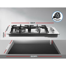 Load image into Gallery viewer, Devanti Gas Cooktop 60cm Kitchen Stove 4 Burner Cook Top NG LPG Stainless Steel Silver