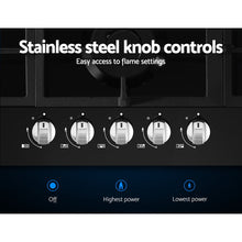 Load image into Gallery viewer, Devanti Gas Cooktop 90cm 5 Burner Stove Hob Cooker Kitchen NG LPG Black Glass