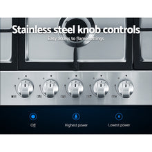 Load image into Gallery viewer, Devanti Gas Cooktop 90cm Kitchen Stove Cooker 5 Burner Stainless Steel NG/LPG Silver