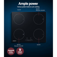 Load image into Gallery viewer, Devanti Electric Induction Cooktop 60cm Ceramic 4 Zones Stove Cook Top Hot Plate