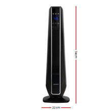 Load image into Gallery viewer, Devanti Electric Ceramic Tower Fan Heater Portable Oscillating Remote Control 2400W Black