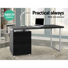 Load image into Gallery viewer, Simple and Practical Metal Desk with 3 Drawers - Black
