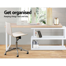 Load image into Gallery viewer, Artiss Rotary Corner Desk with Bookshelf - Brown & White