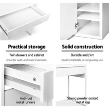 Load image into Gallery viewer, Metal Desk With Storage Cabinets - White