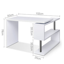 Load image into Gallery viewer, Rotary Corner Desk with Bookshelf - White
