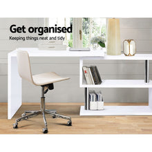 Load image into Gallery viewer, Rotary Corner Desk with Bookshelf - White