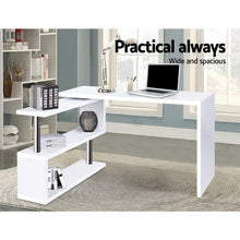 Load image into Gallery viewer, Rotary Corner Desk with Bookshelf - White