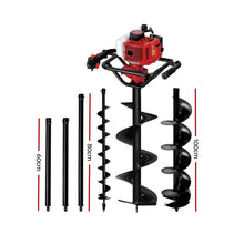 Load image into Gallery viewer, Giantz 92CC Petrol Post Hole Digger Drill Borer Fence Extension Auger Bits