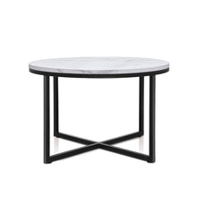 Load image into Gallery viewer, Marble Effect Round Black Metal Coffee Table