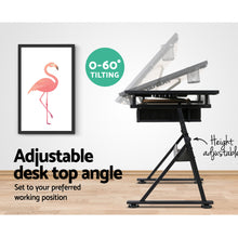 Load image into Gallery viewer, Artiss Tilt Drafting Table Stool Set - Natural & Black