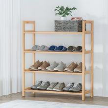 Load image into Gallery viewer, Artiss 4-tier Shoe Rack 12 Pairs Shoe Storage Weaved Shelves Solid Wood Frame