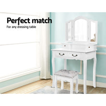 Load image into Gallery viewer, Artiss Dressing Table Stool Bedroom White Make Up Chair Fabric Furniture