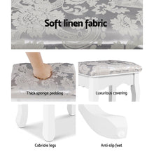 Load image into Gallery viewer, Artiss Dressing Table Stool Bedroom White Make Up Chair Fabric Furniture