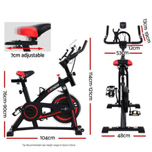 Load image into Gallery viewer, Spin Exercise Bike Flywheel Fitness Commercial Home Workout Gym Machine Bonus Phone Holder Black