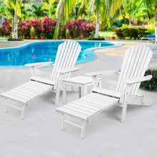 Load image into Gallery viewer, Gardeon 3 Piece Outdoor Adirondack Lounge Beach Chair Set - White