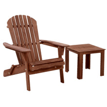 Load image into Gallery viewer, 2PC Foldable Outdoor Wooden Adirondack Lounge Chairs Table Set