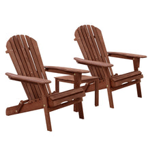 Load image into Gallery viewer, 3PC Foldable Outdoor Wooden Adirondack Lounge Chairs Table Set