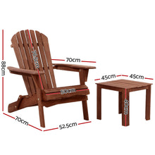 Load image into Gallery viewer, 3PC Foldable Outdoor Wooden Adirondack Lounge Chairs Table Set