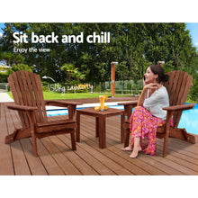Load image into Gallery viewer, 3PC Foldable Outdoor Wooden Adirondack Lounge Chairs Table Set
