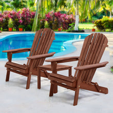 Load image into Gallery viewer, 3PC Foldable Outdoor Wooden Adirondack Lounge Chairs Table Set