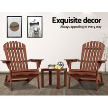 Load image into Gallery viewer, 3PC Foldable Outdoor Wooden Adirondack Lounge Chairs Table Set