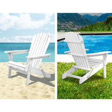 Load image into Gallery viewer, Gardeon 3 Piece Outdoor Adirondack Beach Chair and Table Set - White
