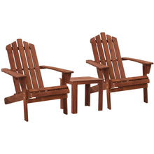 Load image into Gallery viewer, 3PC Outdoor Wooden Adirondack Lounge Chairs Table Set - Brwon