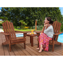 Load image into Gallery viewer, 3PC Outdoor Wooden Adirondack Lounge Chairs Table Set - Brwon