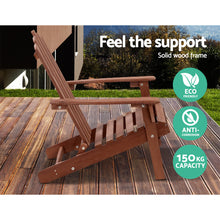 Load image into Gallery viewer, 3PC Outdoor Wooden Adirondack Lounge Chairs Table Set - Brwon