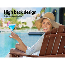 Load image into Gallery viewer, 3PC Outdoor Wooden Adirondack Lounge Chairs Table Set - Brwon