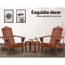 Load image into Gallery viewer, 3PC Outdoor Wooden Adirondack Lounge Chairs Table Set - Brwon
