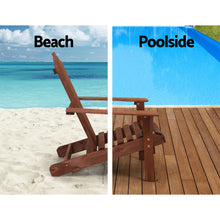 Load image into Gallery viewer, 3PC Outdoor Wooden Adirondack Lounge Chairs Table Set - Brwon