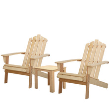 Load image into Gallery viewer, 3PC Outdoor Wooden Adirondack Lounge Chairs Table Set - Wood