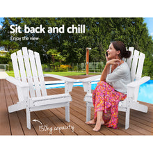 Load image into Gallery viewer, Gardeon Outdoor Sun Lounge Beach Chairs Table Setting Wooden Adirondack Patio - White