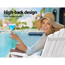 Load image into Gallery viewer, Gardeon Outdoor Sun Lounge Beach Chairs Table Setting Wooden Adirondack Patio - White