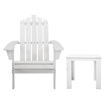 Load image into Gallery viewer, 3PC Outdoor Wooden Adirondack Lounge Chairs Table Set - White