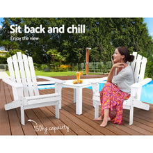 Load image into Gallery viewer, 3PC Outdoor Wooden Adirondack Lounge Chairs Table Set - White
