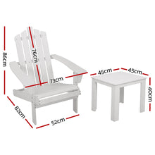 Load image into Gallery viewer, 2PC Outdoor Wooden Adirondack Lounge Chairs Table Set - White