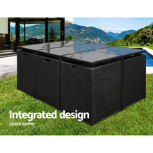 Load image into Gallery viewer, Gardeon 11 Piece PE Wicker Outdoor Dining Set - Black