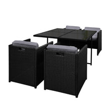 Load image into Gallery viewer, Gardeon 5 Piece Wicker Outdoor Dining Set - Black